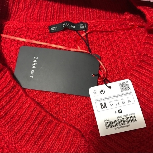 New Zara Knit Womens Sweater Medium angora Orange - Picture 5 of 6